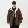 Chaqueta Reversible Nasa Diseño de Moda Lana de Cordero Algodón para Hombre Invierno 2025 Nueva Chaqueta de Algodón Cálida con Forro Polar Cuello Alto