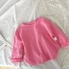 Camiseta de manga larga de algodón para niños de primavera y otoño, camiseta de fondo para niñas, camiseta interior informal de algodón flameado con cuello redondo para bebés