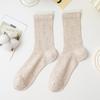 Calcetines de Algodón para Mujer Verano Malla Fina Media Caña Encaje Desodorante Calcetín de Taburete Lolita Estudiante Calcetines de Mujer