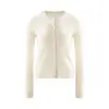 Cardigã de malha 100% cashmere Bai Cai Rong, suéter feminino de gola redonda e manga longa, nova coleção outono/inverno, design de trança, para uso diário