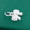 Colgante de Moño de Plata Hecho a Mano Plata de Ley S925 Dulce Pequeña Princesa Accesorio para Pulsera DIY Adorno Colgante