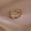 Anillo de Diseño Nicho Ajustable de Doble Capa con Circonita Colorida Cuadrada Transparente Estilo Japonés Accesorio Fresco para Mujeres