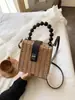 Bolso Bandolera Tejido de Cuentas de Madera Portátil para Playa de Verano Bolso de Mano con Cierre Nuevo Primavera 2025 Bolso Transfronterizo