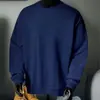 Sudadera negra Cleanfit de cuello redondo para hombre, sin capucha, estilo americano, peso pesado, camiseta de manga larga, cuello pequeño, adecuada como capa base