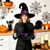 Sombrero de Halloween Sombrero de Bruja de Halloween Sombrero de Pico con Cinta Negra y Hebilla Plateada Sombrero de Carnaval Sombrero para Disfraz de Festival