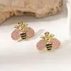 Pendientes de Moda Estilo Ins de Gama Alta, Pendientes de Abeja de Acero Inoxidable para Mujer, Pendientes Chapados en Oro de 18 Quilates Estilo Europeo y Americano, Venta al por Mayor de Joyería