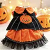 Vestido de Calabaza de Halloween Transfronterizo para Perros, Vestido para Gatos y Mascotas de Primavera y Otoño, Disfraz de Fiesta para Perros Pequeños