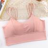 Sutiã Camisola de Seda Gelada Sem Costura com Alça Fina nas Costas Lindo Peça Única para Cobrir o Peito Sem Aro com Base de Bojo para Mulheres