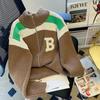 Cardigan de Tricô Novo Outono 2024 Gola Alta Meia Moda Tendência Versátil Casual Jaqueta Estilosa Top para Homens