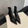 Botines de Tacón Alto con Punta Aguda Estilo Retro Chuyuji para Mujer, Nuevo Estilo Verano 2026, Botas Elásticas Ajustadas de Tacón Delgado con Cremallera Trasera, Botas Martin