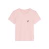 Camiseta de manga corta con lazo bordado para mujer, novedad de verano 2025, top básico de cuello redondo, ajustado, con hombros descubiertos y dulce estilo estudiante.