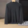 Suéter de cachemira para bebé, cuello alto medio para hombre, color liso, casual de negocios, manga larga, cuello medio, camiseta interior de punto de lana