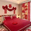 Set de Decoración de Habitación de Boda con Decoraciones de Moño para la Casa Nueva de los Recién Casados, Escalera, Sala de Estar, Pared de Fondo de Dormitorio con Carácter de Doble Felicidad