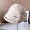 Sombrero de pescador elegante con vuelta frontal estilo Harajuku para mujer, verano y otoño, protección solar, gorra con visera, sombrero de cubeta simple estilo Hong Kong, sombrero de tela de color sólido