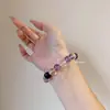 Pulseira de Ametista Brasileira Natural para Mulheres, Pulseira Nove Fogo Púrpura, Cristal Branco, Sucesso Financeiro e na Carreira, Presente para Sucesso em Exames