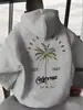 Sudadera con capucha de moda unisex con estampado de palmeras 2026 Otoño e Invierno Casual Holgada Estilo Callejero Cálida