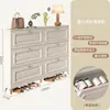 Gabinete para zapatos ultra delgado estilo crema con puerta abatible para entrada del hogar, popular gabinete pequeño para recibidor, zapatero económico que ahorra espacio