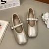 Zapatos versátiles de una sola tira para mujer, cómodos para usar todo el día, color plateado, adecuados para ir al trabajo, con hebilla estilo hada, aumento de altura interior, estilo Mary Jane, con tiras de pedrería