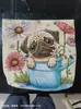 Bolsa de Lona Bordada Tamaño Mediano Elefante Estilo Nuevo Bolsa de Hombro Bolsa de Compras Bolsa Tote de Gran Capacidad Bolsa para el Almuerzo