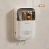 Caja de almacenamiento de palillos montada en la pared, soporte para palillos con drenaje y protección contra moho, jaula de palillos montada en la pared, estante de almacenamiento para cucharas y palillos