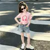 Pantalones de Verano Estilo Dopamina para Niñas 2026 Nuevos Pantalones Cortos de Mezclilla Finos Versátiles para Niñas Mayores Set