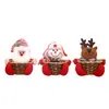 Decorações de Natal Desenho Animado Velhinho Cesta de Doces Crianças Grande Cesta de Presente de Bambu Atmosfera Festiva Decoração de Mesa