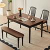Mesa de Jantar Retrô de Madeira Maciça Franco-Americana Combinação de Mesa e Cadeira Mesa Retangular Estilo Antigo para Apartamento Pequeno Mesa de Jantar