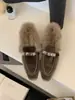 Mocasines Retro Franceses de Tacón Bajo para Mujer Zapatos 2026 Otoño/Invierno Nuevo Estilo Zapatos de Algodón con Felpa