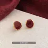 Pendientes Geométricos Exquisitos Rojos, Pendientes de Esmalte Goteado Rojo Vino Ancora de Año Nuevo, Pendientes de Alto Nivel Estilo Hong Kong Retro de Lujo Ligero