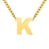 Joyería transfronteriza europea y americana al por mayor collar con colgante de 26 letras cadena de caja de acero inoxidable 18K oro Joyería Hua Lanxin