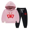 Conjunto de Suéter con Capucha para Niños Otoño e Invierno 2023 Estilo Occidental Nuevo para Niños Medianos y Grandes Ropa de Invierno Gruesa y Cálida con Forro de Felpa