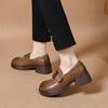 Zapatos de Plataforma para Mujer Primavera 2025 Hebilla Cuadrada Tacón Grueso Zapatos Slip-on Estilo Europeo y Americano Mocasines Zapatos de Cuero