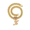 Popular Transfronterizo 26 Letras Inglesas Aleación Pedrería Colgante Collar Labios Llenos de Diamantes Colgante Hip-Hop Suministro Exclusivo Transfronterizo