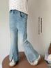 Calça Feminina Primavera e Outono 2026 Novo Estilo Jeans Infantil Moda Outono Calça Flare com Barra Dividida