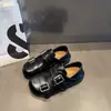 Zapatos de vestir con hebilla negros zapatos pequeños de cuero de una tira estilo nuevo 2026 retro tacón oculto de 5 cm mocasines estilo Birkenstock con estilo británico