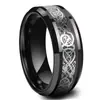 Anillo de Acero de Tungsteno con Patrón de Dragón Bicolor Tamaño Americano Estándar Anillo de Cerámica de Acero de Titanio Anillo de Titanio Dorado para Hombre Entrega Transfronteriza