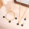 Colgante de Flor Dulce y Fresco Transfronterizo Europeo y Americano Set de Joyería de Lujo a la Moda: Collar, Pulsera, Pendientes