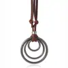 Cadena de Suéter Versátil de Moda Joyería Nueva Europea y Americana Simple Ajustable Creativo Retro Collar de Múltiples Círculos de Piel de Vaca