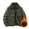 Chaqueta de algodón puro con cuello mao, engrosada, resistente a las arrugas y al desgaste, forrada de polar para invierno, estilo business casual, para hombres de mediana edad