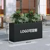 Juego de maceteros de hierro forjado para plazas, patios y paisajismo de centros comerciales, macetero de acero inoxidable, canaleta municipal rectangular para flores al aire libre al por mayor