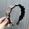 Diadema de Pedrería Transfronteriza para Mujer, Estilo Coreano, Otoño e Invierno, Gama Alta, Lujo Ligero, Altura Craneal Alta, Adecuada para el Uso Diario y el Lavado de Cara, Diadema Plisada