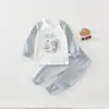 Elefantito Bromea con Persona Dinosaurio Recién Nacido Algodón Puro Sin Etiquetas Dividido Conjunto de Ropa de Otoño Ropa de Casa Pijama de Manga Larga para las Cuatro Estaciones