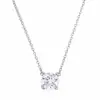 Collar de moissanita chapado en oro blanco para mujer, simple y elegante, colgante clásico de trébol de cuatro hojas, joyería de cadena para la clavícula, artículo popular de transmisión en vivo