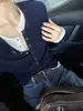 Camiseta de manga longa com gola semiaberta, look de duas peças estilo americano, para mulheres, design de primavera e outono, top de camada interna slim fit