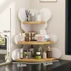 Estante de esquina acrílico para almacenamiento de cosméticos, estante de esquina para perfume, productos para el cuidado de la piel y aromaterapia en el tocador