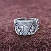 Joyería de plata de ley S925 para hombre, personalidad dominante, logotipo de flecha, patrón de ratán, anillo abierto, anillo individual, anillo índice, moda