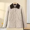 Abrigo ligero de algodón para otoño e invierno de mujeres de mediana edad y mayores, chaqueta acolchada casual de algodón, ropa de invierno para mamá, abrigo de algodón cálido con cuello