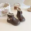 Botas de Cuero Suave y Cómodas para Niñas Estilo Dulce de Encaje Princesa Botas Cálidas con Peluche Nuevo Primavera/Otoño 2026