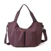 Bolso de Hombro Casual Multibolsillos Estilo Japonés para Mujer, Bolso Tote de Lona Simple de Gran Capacidad, Bolso Cruzado de Moda con Pliegues para el Trabajo