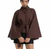 Amazon Transfronterizo Chaqueta de Moda con Cinturón Entallado Personalidad Hip-hop Casual Diseño de Botones Top Corto para Mujer